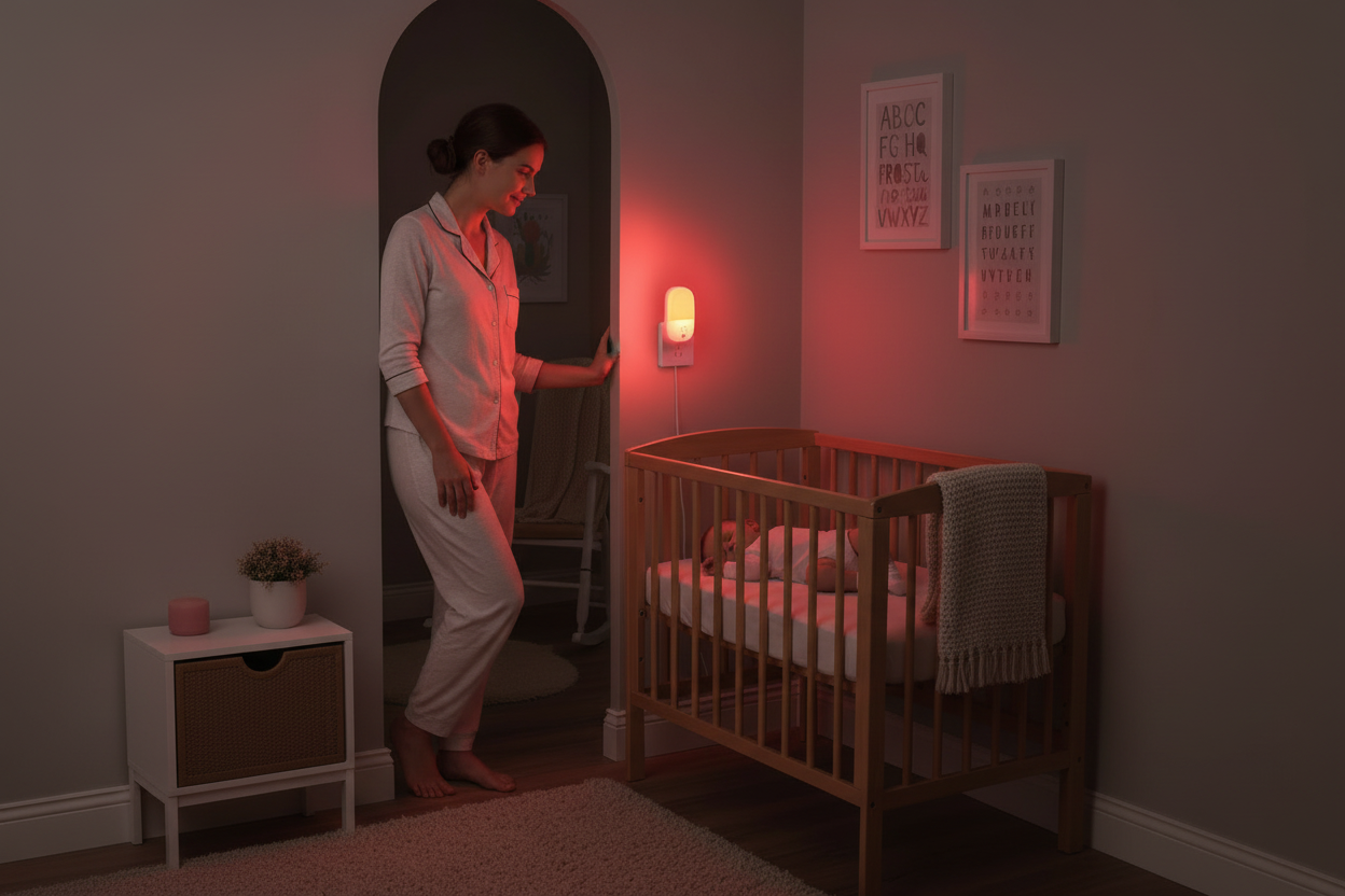 Mom checking on sleeping baby