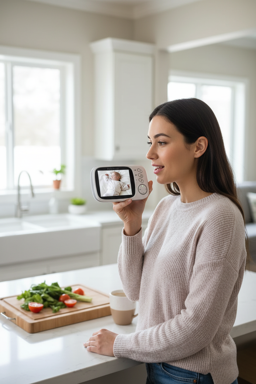 Mother using two-way talk feature